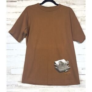 Vintage Levis Single Stitch Graphic T-Shirt XL Made in USA 1996 Typewriter Brown
